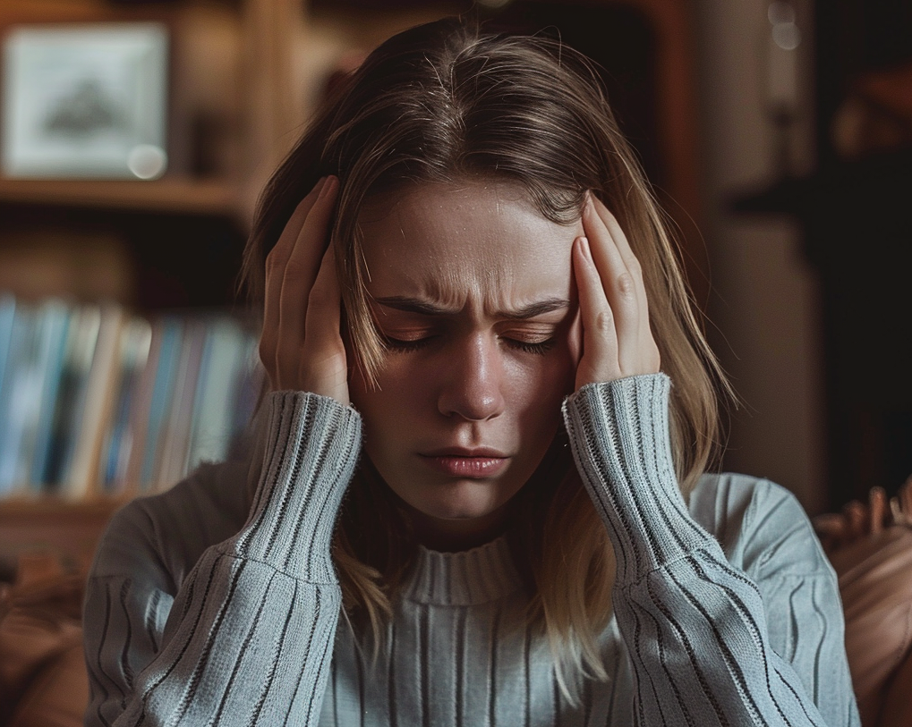 une femme qui souffre de migraine 